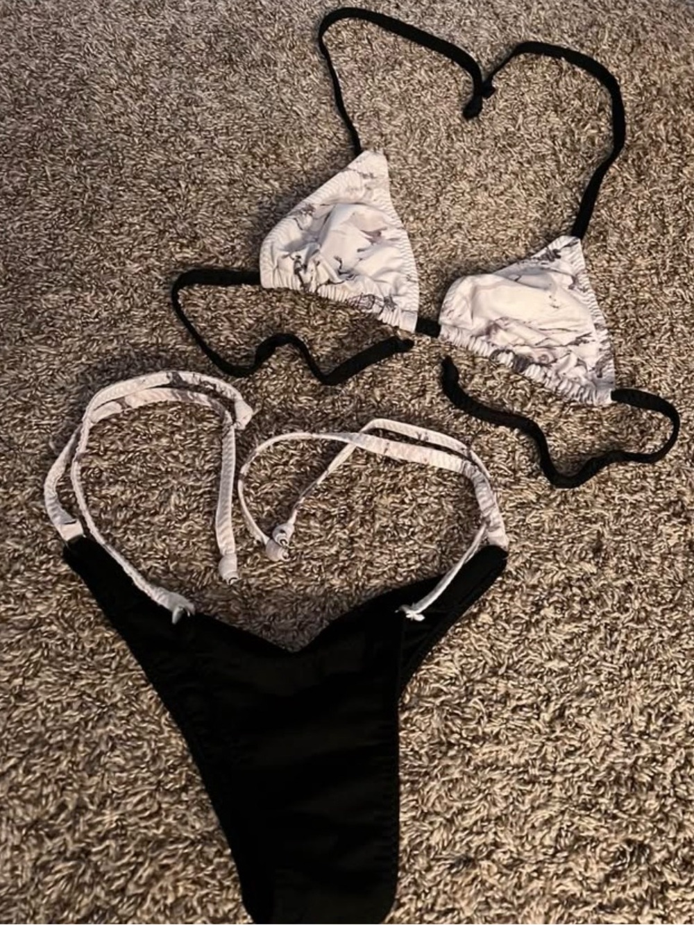 Black & White Two-Piece Triangle Bikini Set KH Customs
